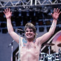 English vocalist, songwriter, actor and reality television star Ozzy Osbourne sings on stage during his Bark at the Moon Tour at the American Rock...