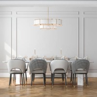 entrance of dining room with dining table, chairs and empty white wall in background - home decoration stock pictures, royalty-free photos & images