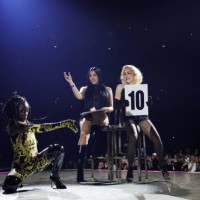 Estere, Lourdes Leon and Madonna perform during opening night of The Celebration Tour at The O2 Arena on October 14, 2023 in London, England.
