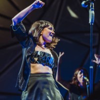 Eva Amaral of the Spanish band Amaral performs on stage at Wizink Center on November 19, 2021 in Madrid, Spain.