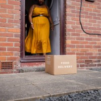 excited for her delivery - food stock pictures, royalty-free photos & images