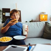 excited little boy ready to enjoy a delicious burger and fries - junk food stock pictures, royalty-free photos & images