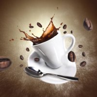 explosion of coffee with a cup and beans - coffee stock pictures, royalty-free photos & images