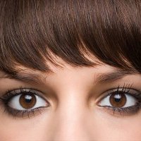 eyes of a young woman - hairstyle stock pictures, royalty-free photos & images