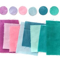 fabric textile color swatch palette guide. purple blue green on white background - fashion stock pictures, royalty-free photos & images