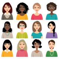 faces of different nation women - hairstyle stock illustrations