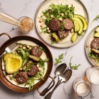 falafel and pita bread on marble table - food stock pictures, royalty-free photos & images