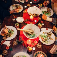 family eating christmas dinner - food stock pictures, royalty-free photos & images