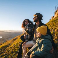family enjoys time together on mountain top - travel stock pictures, royalty-free photos & images