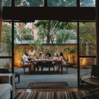 family gathered at the table at home - food stock pictures, royalty-free photos & images