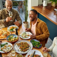 family gathering at home for reunion dinner - food stock pictures, royalty-free photos & images