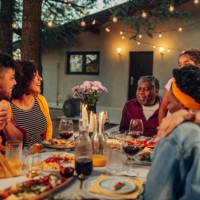 family gathering in countryhouse - garden decoration stock pictures, royalty-free photos & images