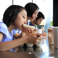 family lunch out - junk food stock pictures, royalty-free photos & images