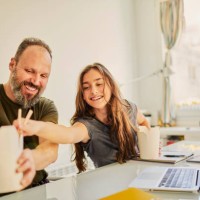 family moments, single father and daughter. - junk food stock pictures, royalty-free photos & images