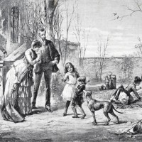 family searching for easter eggs in the garden - garden decoration stock illustrations