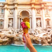 famous italian gelato at trevi fountain rome - food stock pictures, royalty-free photos & images