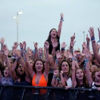 Fans during Brazilian group Melim presentation at Palco Sunset at Cidade do Rock on October 6, 2019 in Rio de Janeiro, Brazil.