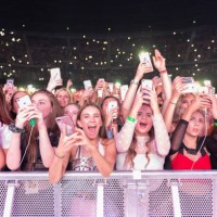 Fans enjoy Khalid performance on stage at The SSE Hydro on September 20, 2019 in Glasgow, Scotland.