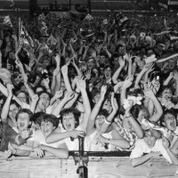 Fans of English new romantic pop group Duran Duran at one of the band's concerts, 1984.