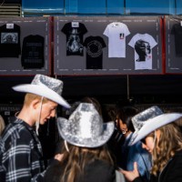 Fans of US musician Beyonce queue to buy merchandise at the Friends Arena, ahead of Beyonce's first concert of her World Tour 