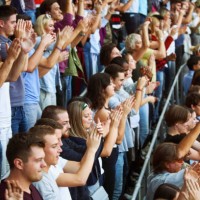 fans on the stadium clapping - concert stock pictures, royalty-free photos & images