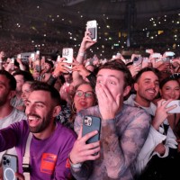 Fans react during the opening night of Beyoncé's RENAISSANCE WORLD TOUR in Stockholm at Friends Arena on May 10, 2023 in Stockholm, Sweden.