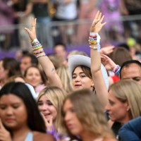 Fans wait for Taylor Swift to perform Friday, June 23 at US Bank Stadium in Minneapolis, Minn. Taylor Swift Eras Tour, U.S. Bank Stadium,...