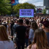 Fans wait in line outside of Nissan Stadium ahead of artist Taylor Swift's second night of performance on May 6, 2023 in Nashville, Tennessee....