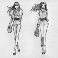fashion models (black-and-white) - fashion stock illustrations