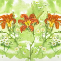 fashionable summer illustration of a watercolor painting of an inflorescence of orange lilies outdoors - garden decoration stock illustrations