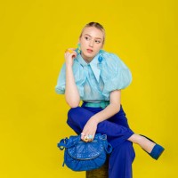 fashionable woman dresses in blue - fashion stock pictures, royalty-free photos & images