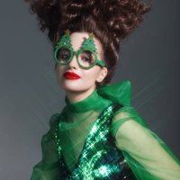 fashionable woman wearing funny christmas party glasses - hairstyle stock pictures, royalty-free photos & images