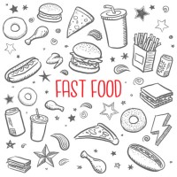 fast food drawings - junk food stock illustrations
