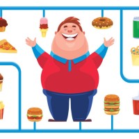 fat man with junk food model kit - junk food stock illustrations
