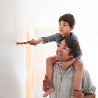 father and son renovating home - home decoration stock pictures, royalty-free photos & images