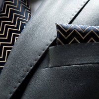 faux black leather jacket breast with tie and handkerchief - fashion stock pictures, royalty-free photos & images