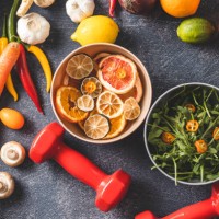 female dumbbells, vegetables and fruit - food stock pictures, royalty-free photos & images