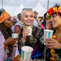 female friends at a festival - concert stock pictures, royalty-free photos & images
