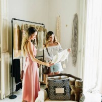 female friends shopping together in boutique - fashion stock-fotos und bilder