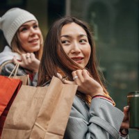 female friends went shopping together - fashion stock pictures, royalty-free photos & images