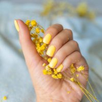female hand with stylish colorful nails, on bright background - nails art stock pictures, royalty-free photos & images