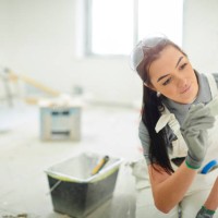 female house painter - home decoration stock pictures, royalty-free photos & images