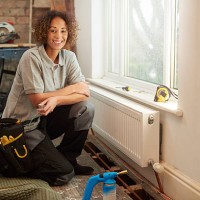 female plumber on site - home decoration stock pictures, royalty-free photos & images