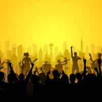 festival in the city (each person is complete, clipping paths hide the legs) - concert stock illustrations