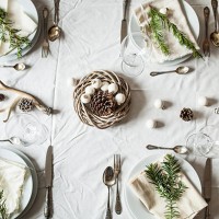 festive laid table at christmas time - home decoration stock pictures, royalty-free photos & images