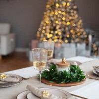 festive new year's table. new year. christmas. festive table. a glass of champagne. feast. food and drinks. buffet. - home decoration stock pictures, royalty-free photos & images