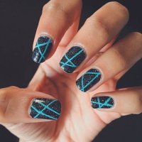fingernails with nail art on black background - nails art stock pictures, royalty-free photos & images