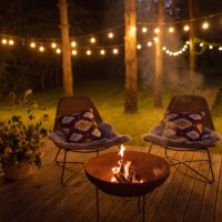 fire pit at cottage - garden decoration stock pictures, royalty-free photos & images