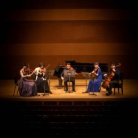 five musicians playing violin, viola, and cello at classical music concert - concert stock pictures, royalty-free photos & images