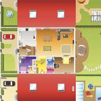 flat design - house plan and furnitures - garden decoration stock illustrations